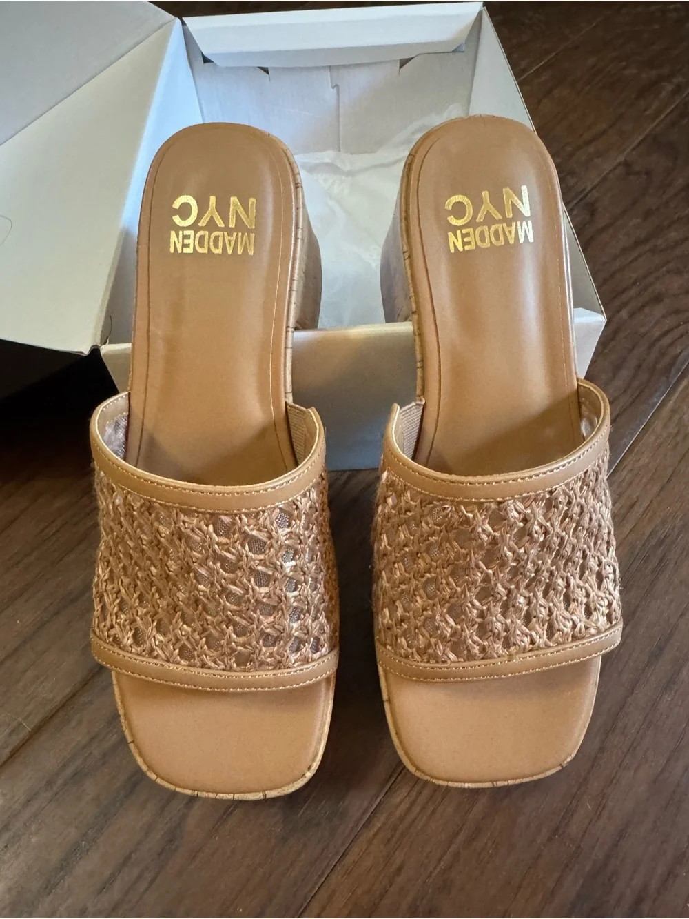 Madewen NYC Tan Woven Slide Mules. Worn once - Picture 1 of 4